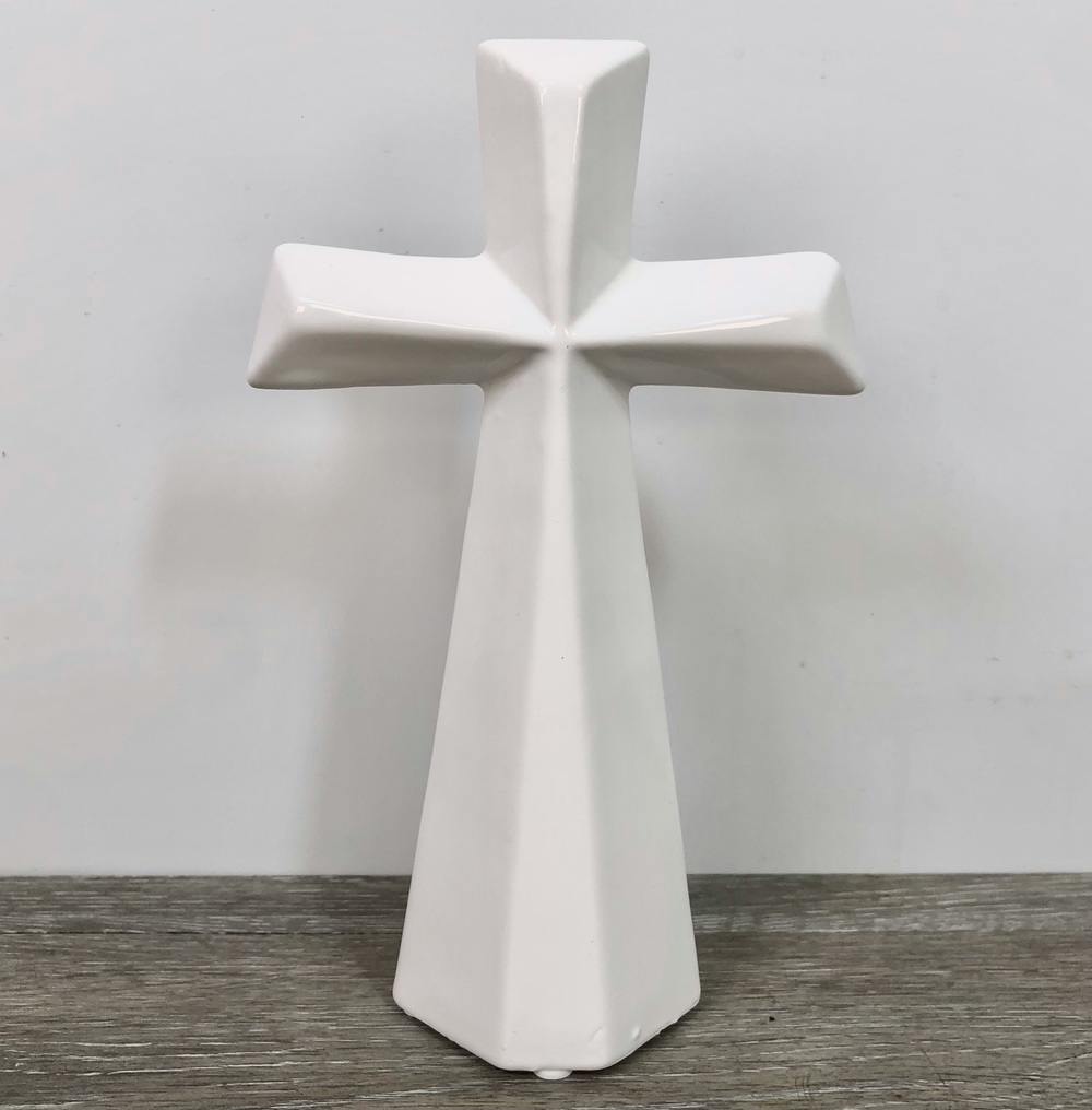 White Ceramic Cross Roanoke (VA) SameDay Gift Delivery